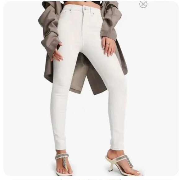 TOPSHOP Moto | Jamie High Waist Ankle Grazer Skinny White Jeans 25 - Picture 1 of 8